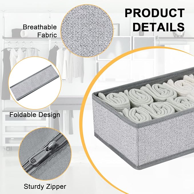 DIMJ Drawer Organizer Clothes, Dresser Organizer For Nursery, Bedroom, Closet, Baby Clothes Organizer and Storage, Foldable Fabric Drawer Dividers for Baby Socks, Belt, Tie (4 Pack, Blended) - Image 2