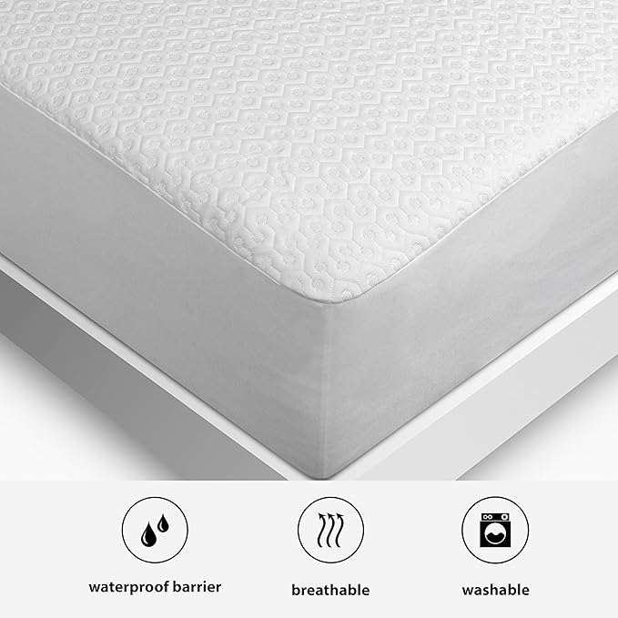 Bedgear Split Head King Dri-Tec Mattress Protector – Waterproof, Breathable, Washable, Adjustable Base Compatible – Deep Pocket Fitted Pad Fits 18” Mattress – White