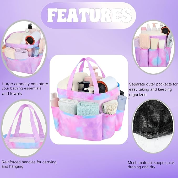 Attmu Mesh Shower Caddy Portable, Quick Dry Hanging Shower Tote Bag for College Dorm Room Essentials, Large Capacity Caddy Dorm for Bathroom Gym Swimming - Image 5