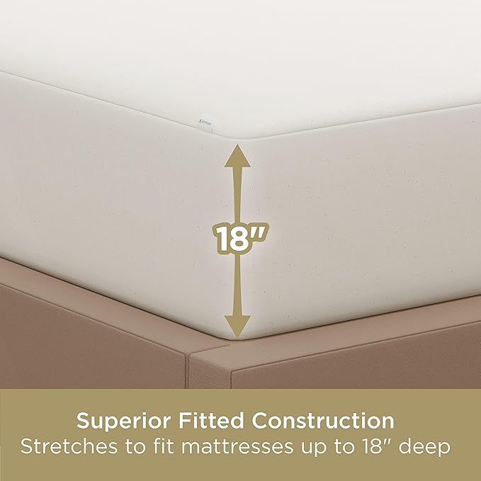 AllerEase 100% Organically Grown Cotton Top Waterproof Mattress Pad Twin Size Plush Hypoallergenic Fill Allergy Defense Fabric Machine Washable Stretch Sidewalls Fitted Mattress Cover Topper (White)