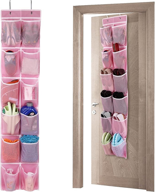 GOMAJI Over the Door 12 Pocket Hanging Shoe Organizer, Pink by GOMAJI