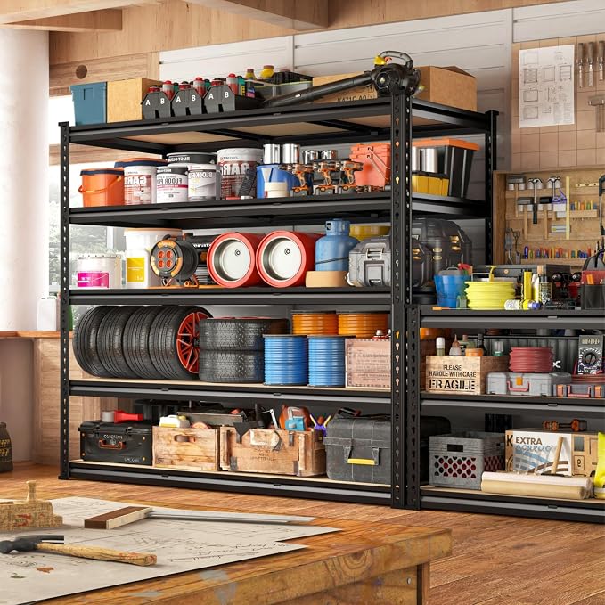 REIBII 48" W Garage Shelving 3020LBS Storage Shelves 5 Tier Industrial Shelving Adjustable Metal Storage Shelves for Garage, Basement, Warehouse, Commercial, Easy Assemble, 48" W x 72" H x 24" D, 2PC - Image 5