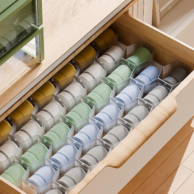 Honeycomb Separator Adjustable Drawer Organizer Divider for Underwear Belt-Scarf Socks Organizer (White(1pc)) - Image 3