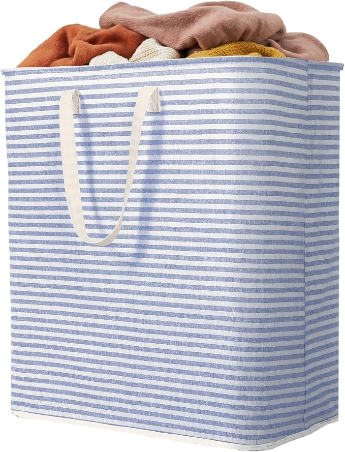 Lifewit 1 Pack Laundry Basket 100L Each, Collapsible Clothes Hamper with Reinforced Handles, Freestanding Waterproof Design for Bedroom and Laundry Room, Blue 100L Total by Lifewit