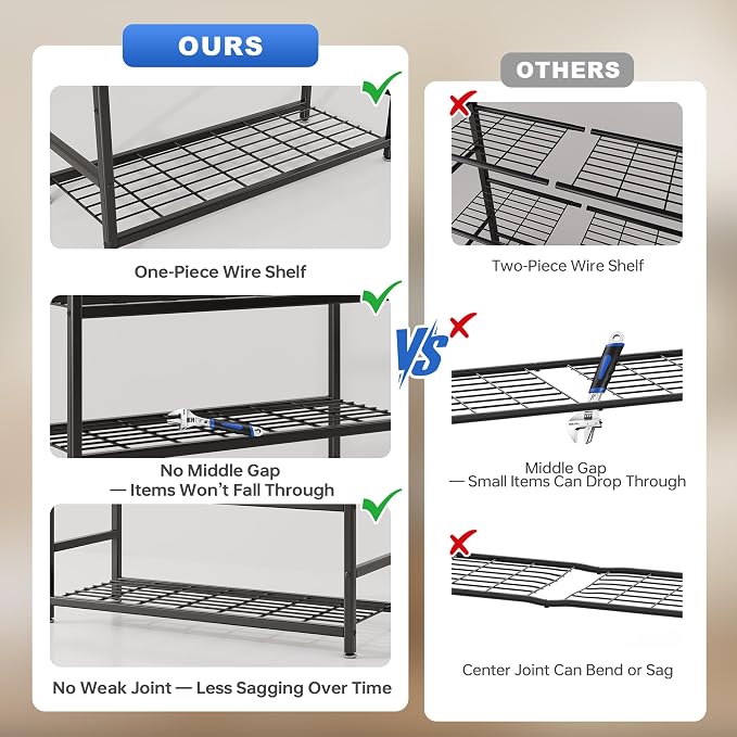 Storage Shelves, 5-Tier Metal Shelving Unit with Adjustable Feet, Shelf Organizer for Garage, Kitchen, Pantry and Closet Organization, 36.4" x 11.8" x 68.3", Black - Image 8