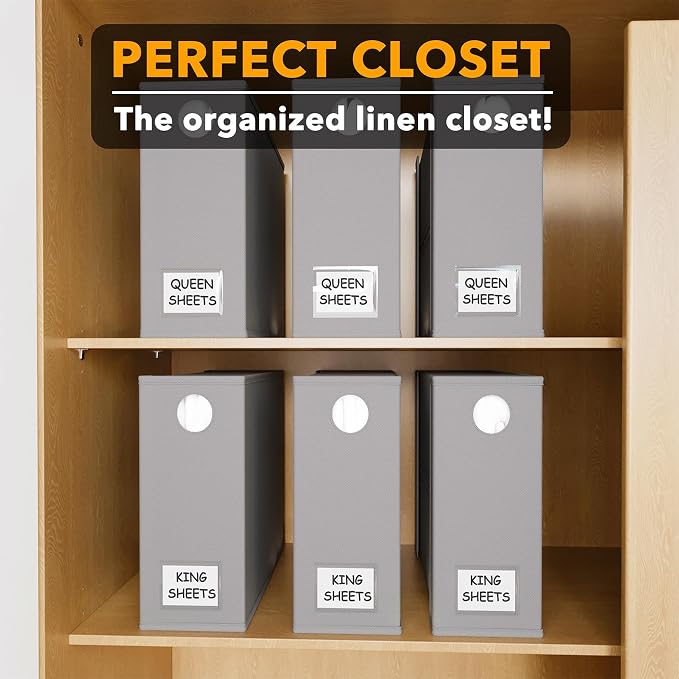 SpaceAid 6 Pack Bed Sheet Organizers and Storage, Foldable Sheet Organizer with Window for Linen Closet, Set Folder Keeper for Queen & King Size Bedding Storage (Gray) - Image 5