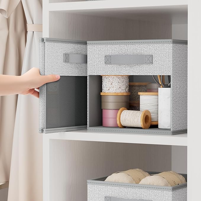 DIMJ Storage Cubes, Cube Storage Bin, 10 Pack Foldable Cubes with Window, Closet Oganizer Boxs with Handle, 12.2x 12.2 inch Storage Organizer for Clothes, Toys, Books - Image 4