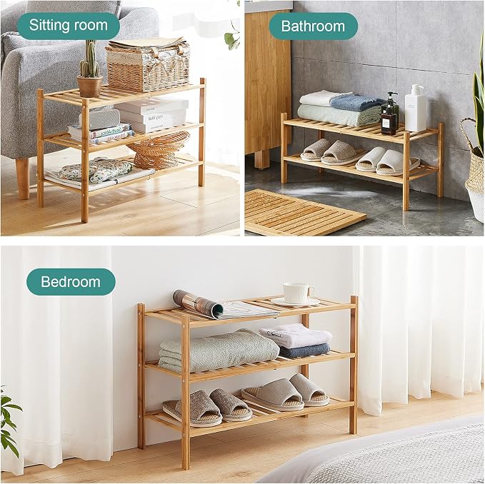 viewcare 5-Tier Bamboo Shoe Rack for Entryway, Stackable | Foldable | Natural, Shoe Organizer for Hallway Closet, Standing Shoe Racks for Indoor Outdoor - Image 7