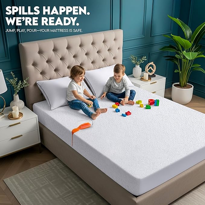 Utopia Bedding Waterproof Mattress Protector Top and Both Sides, Twin Size, Soft and Breathable Dual Sided Terry Mattress Cover, Fitted Style with Stretchable Elastic Pockets