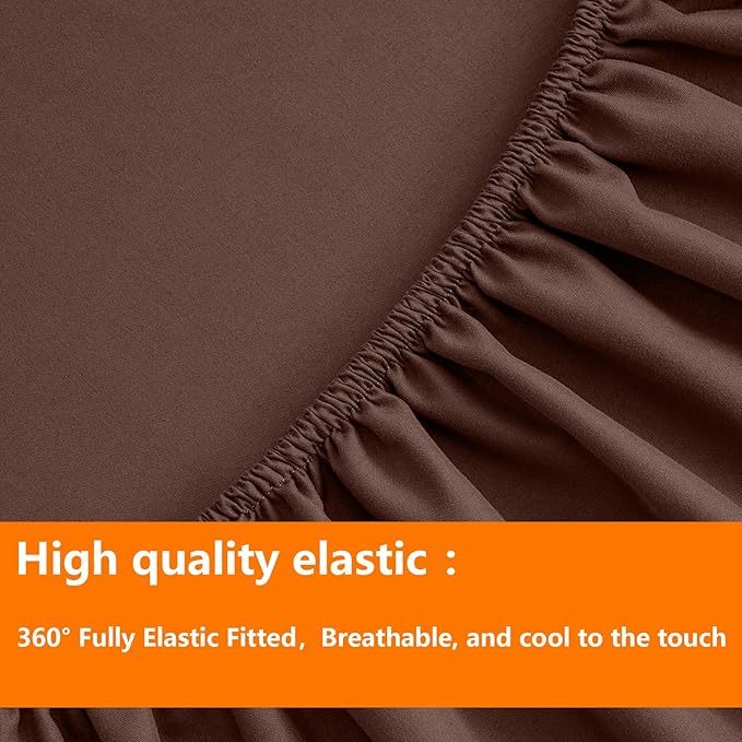 TAIMIT Brown King Comforter Set - 7 Pieces, Bed in a Bag Bedding Sets with All Season Soft Quilted Warm Fluffy Comforter,Flat Sheet,Fitted Sheet,2 Pillow Shams,2 Pillowcases