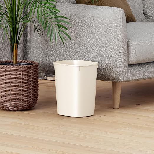 CEROELDA Bathroom Trash Can with Lid, 10L/2.6 Gal Small Garbage Can with Press Top Lid, Slim Plastic Waste Basket for Toilet, Office, Bedroom(Beige) by WelcometoCEROELDA