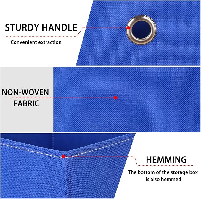 Foldable Storage Cubes Bins ,11 Inch Cloth Storage Cube Fabric Storage Box Cubes Organizer Baskets with Handles for Home Organizer Set of 3 (Dark Blue) - Image 7