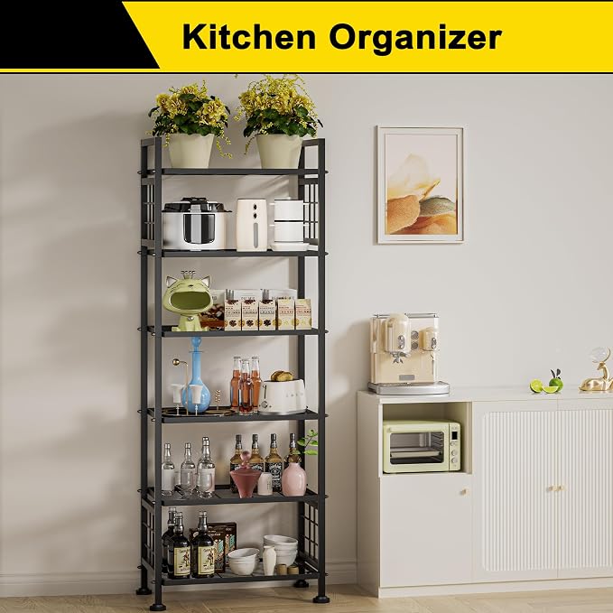 GIOTORENT 6-Wire Garage Shelving Storage Shelves, Metal Shelving Unit Pantry Rack, Kitchen Storage Adjustable Shelf 900Lbs Capacity for Laundry Kitchen Bathroom Organizer(Black) - Image 3