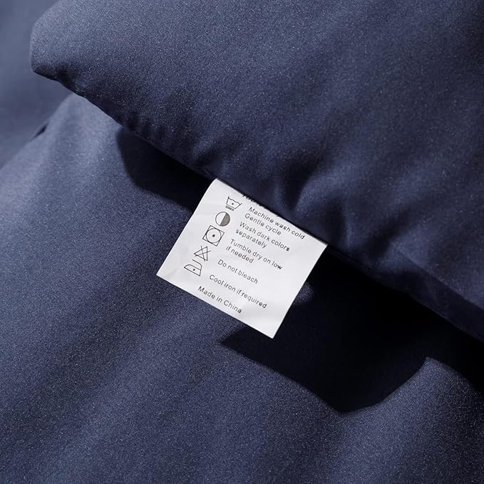 ROSGONIA Oversized King Comforter 120x120, 3pcs Super King Comforter (1 Navy Blue Comforter & 2 Pillowcases) Lightweight Warm Bedding Blanket Quilts