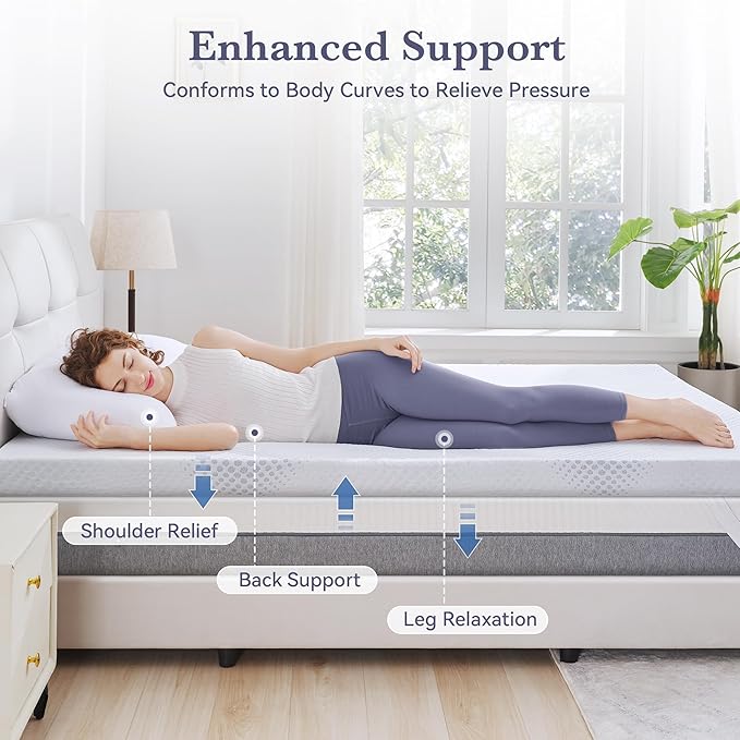 SINWEEK 3 Inch Gel Memory Foam Mattress Topper King Size, Mattress Pad for Body Pressure Relief, Cooling Bed Topper with Breathable Soft Cover, CertiPUR-US Certified, Firm Version