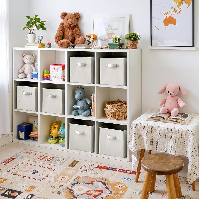 Cupic Cupid 11 Inch Storage Cube, Fabric Cube Storage Bin with Handles, Storage Cube Organizer for Clothes and Toys, Collapsible Cube Bins for Closet, Shelves, Nursery, 6-Pack, Light Gray - Image 2