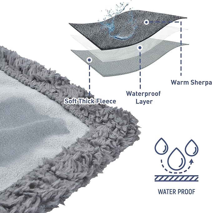 Catalonia Waterproof Blanket, Washable Leakproof Bed Cover, Reversible Protector Blanket for Couch Sofa, Stain Proof Pad, Grey, 40x50 inch