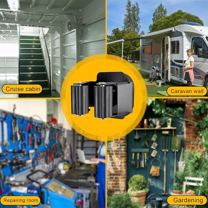 Upgraded Magnetic Broom and Mop Holder Wall Mount, Space-Saving Heavy Duty No Drill Over the Door Broom Gripper RV Camper Wall Organizer,Black,2 Pcs - Image 5
