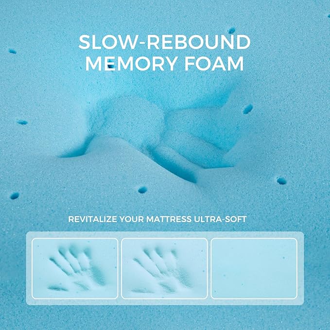 BedsPick Twin Mattress Topper, 3 Inch Gel Memory Foam Mattress Topper for Dorm & College Students - with Soft Cover, Pressure Relief, CertiPUR-US Certified