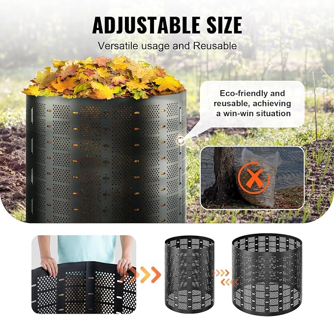 VEVOR Compost Bin 220 Gallon, Outdoor Expandable Composter, Easy to Setup & Large Capacity Composting Bin, Fast Creation of Fertile Soil - Image 6