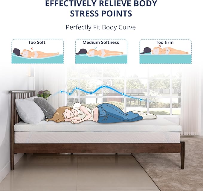4 Inch Gel Memory Foam Mattress Topper Twin Size, Cooling Bed Topper for Pressure Relief with Removable Breathable Soft Cover, CertiPUR-US Certified
