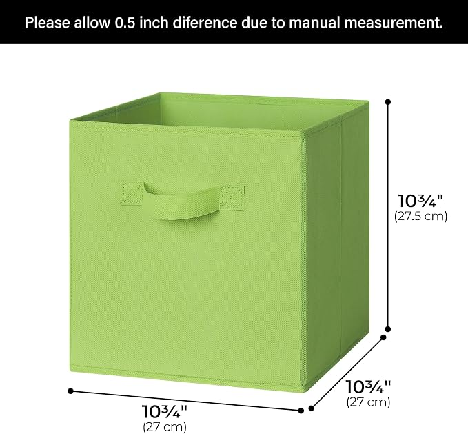 GRANNY SAYS Cube Storage Bins, 11 Inch 6 Pack Cube Storage Organizer, Foldable Fabric Storage Bins with Handle, Storage Baskets for Shelves, Closet, Light Green - Image 3