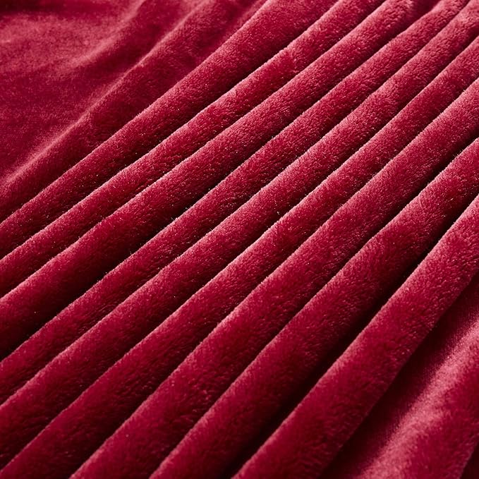 TASTHROW Large Flannel Fleece Throw Blanket, 50×70 Inch - Cozy Lightweight Thick Blanket - All Seasons Suitable for Women, Men and Kids (Two Pack, Burgundy)