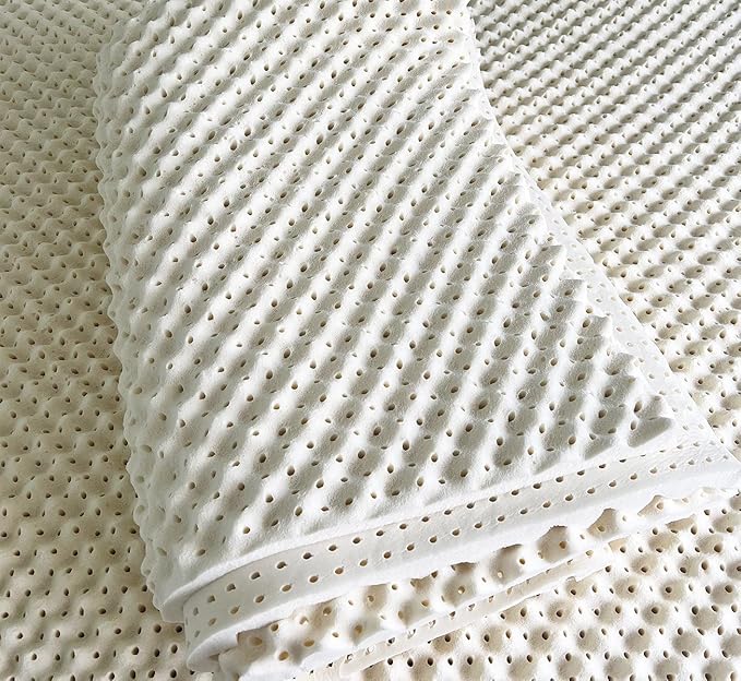 Green Natural Organic Egg Crate Latex Mattress Topper Full Size - Soft Plush Pillow Top - GOLS Certified Organic Convoluted Latex Foam - Pressure Point Back Pain Relief Sleeps Cool Breathable Bed Pad