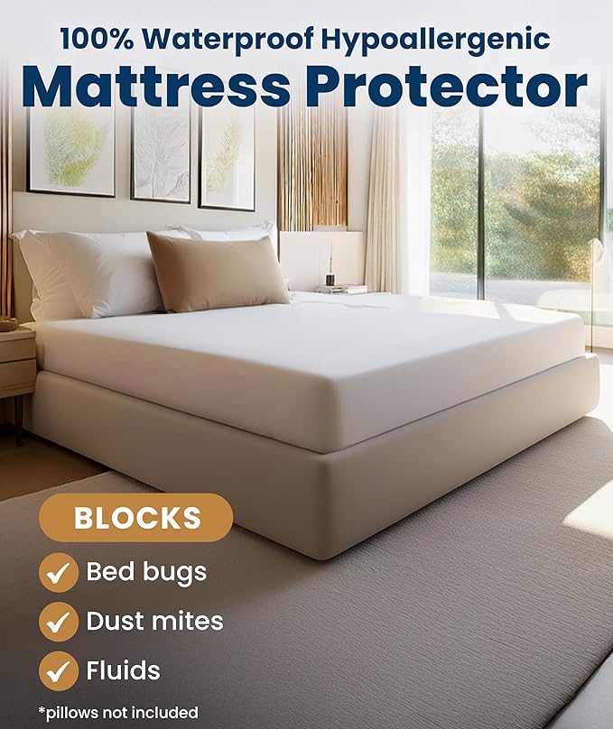 Everlasting Comfort Premium King Size Mattress Protector - Waterproof & Hypoallergenic, Noiseless Design, Washable Cover, 18" Deep Pocket, Bed Bug & Dust Mite Proof Cover for Sleep Hygiene
