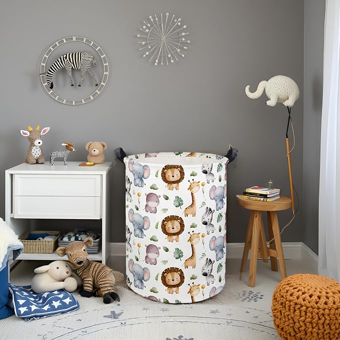 HIYAGON Baby Laundry Hamper Basket Baby Hamper for Nursery Boy and Girl Cute Kids Toys Storage Bin Organizer Animal Room Decor(Animal) - Image 5
