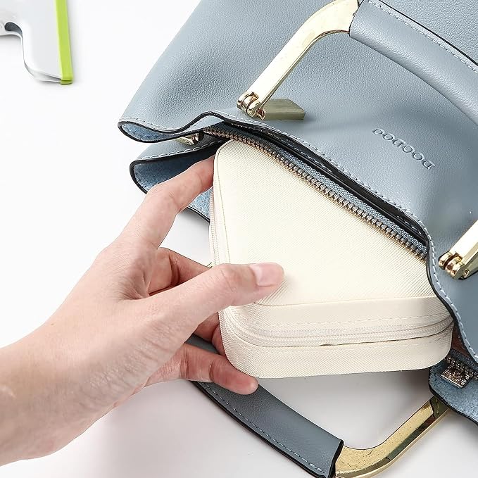 Neveika Portable Travel Mini Jewelry Box Leather Jewellery Ring Organizer Case Storage Gift Box Girls Women (4pcs White). - Image 3