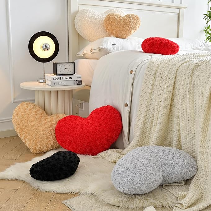 Heart Pillow, Soft Heart Shaped Pillow with Room Decorative Throw Pillows for Bed Couch Chair Sofa, Heart Shaped Cute Throw Pillow Cushion for Bedroom Living Room (Grey, Large 19.6" x 15.7")