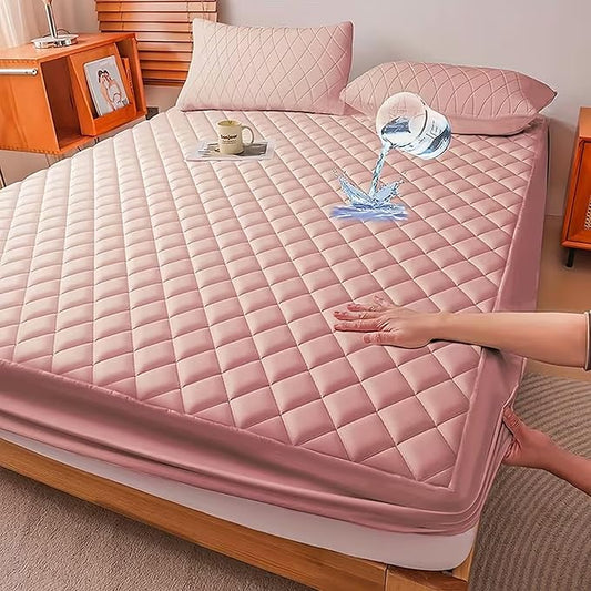 WESLEEPER Mattress Protector Waterproof Mattress Protector Mattress Bed Cover Super Soft Breathable Machine Washable Cover for Home, Bedroom, Hotel (Pink, Queen)