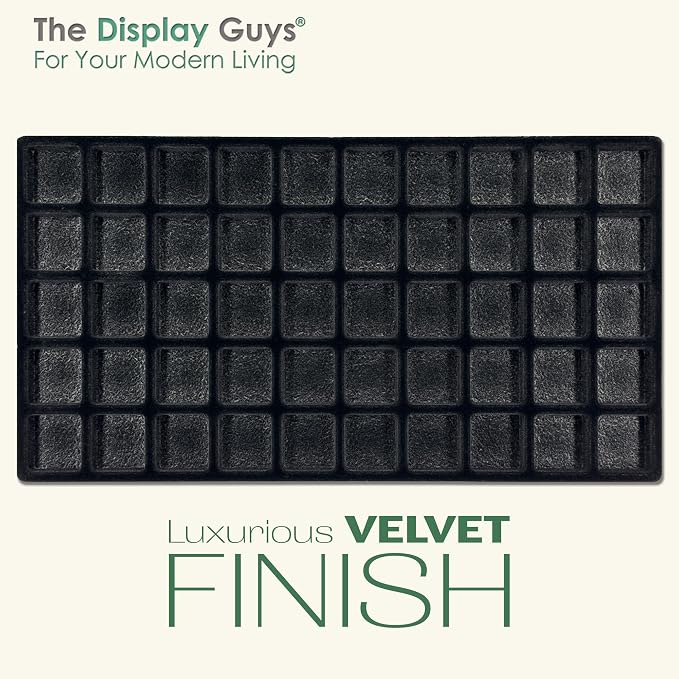 TheDisplayGuys For Your Modern Living 2-Pack 50-Compartments Flocked Velvet Jewelry Display Inserts - Tray/Case Liners - Ring Earrings Storage, (Black) by The Display Guys - Image 3