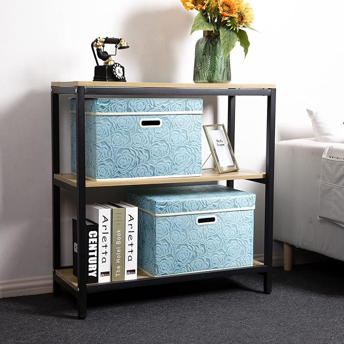 PRANDOM Larger Collapsible Storage Cube with Lid [1-Pack] Fabric Decorative Storage Bins Box Organizer Container Basket with Cover Handles for Bedroom Closet Living Room 17.7x11.8x11.8 Inch - Image 2