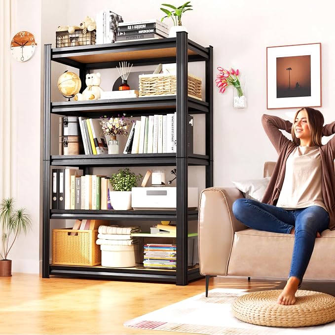 71.2"H Storage Shelves, 5 Tier Adjustable Wood Garage Shelving, Utility Tall Metal Shelving Unit, Easy to install Standing Garage Storage for Warehouse,Bedroom,Basement,31.5"W X 13.8"D X 71.2"H - Image 7