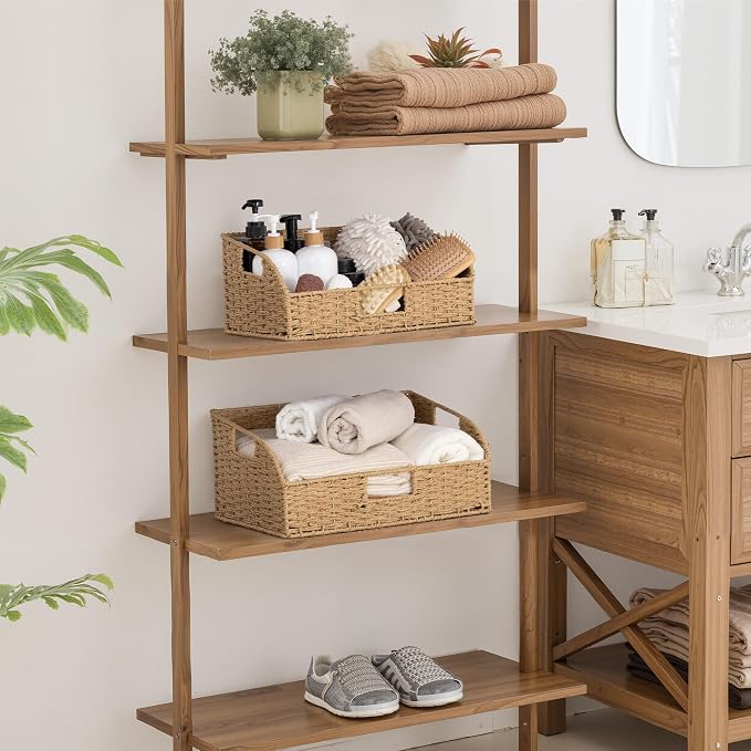 StorageWorks Pantry Baskets for Organizing, Paper Rope Storage Baskets for Shelves with Built-in Handles, Pantry Organizers and Storage, Natural, Set of 2 (Large and Medium) - Image 7