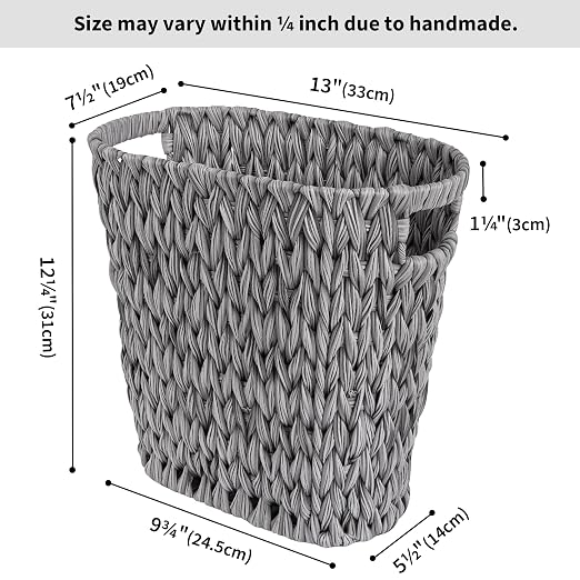 GRANNY SAYS Wicker Waste Basket - Waterproof, Space-Saving, 19L/5Gallon, Bathroom & Bedroom Trash Can - Image 4