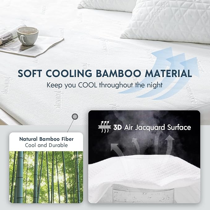 Phantoscope 100% Waterproof Mattress Protector, Cal King, Mattress Cover 3D Air Soft Fabric, Mattress Pad Cover with 18'' Deep Pocket, Noiseless Washable, California King Size