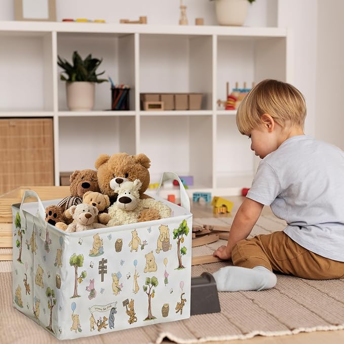 Winnie Storage Nursery Basket,Large squarecanvas Laundry Hamper WithWinnie baby Stuff A Waterproof PECoating, Foldable, Bathroom and Bedroom SetClothes ,Toys Bin, Baby Nursery HamperDecor - Image 7