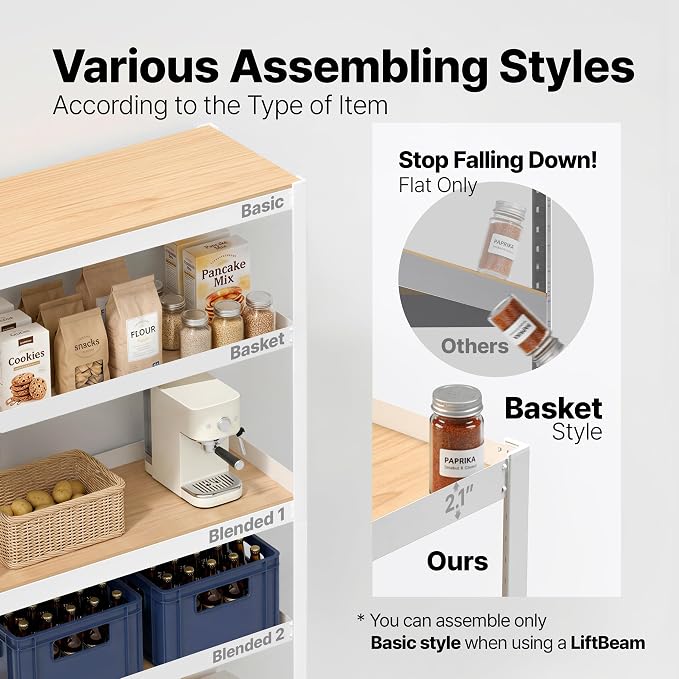 HOMEDANT House 48.1" W 5 Tier Heavy Duty Garage Shelving Adjustable Metal Rack Storage Shelves Standing Shelf Unit Organizers Industrial Warehouse Basement White 2Pack - Image 5