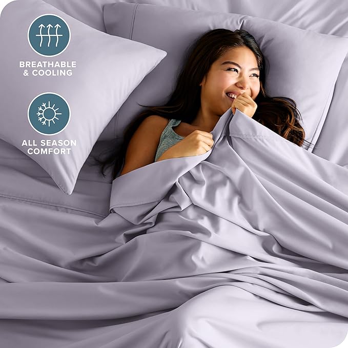 Bare Home Twin XL Sheet Set - 1800 Ultra-Soft Microfiber Twin Extra Long Bed Sheets - Double Brushed - Deep Pockets - Easy Fit - 3 Piece Set - Bedding Sheets & Pillowcases (Twin XL, Light Lavender)