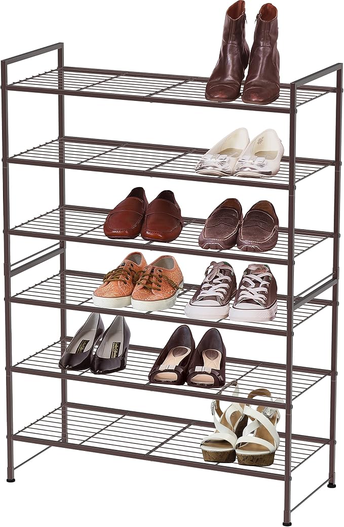 Simple Houseware 3-Tier Stackable Shoes Rack Storage Shelf, Bronze - Image 3