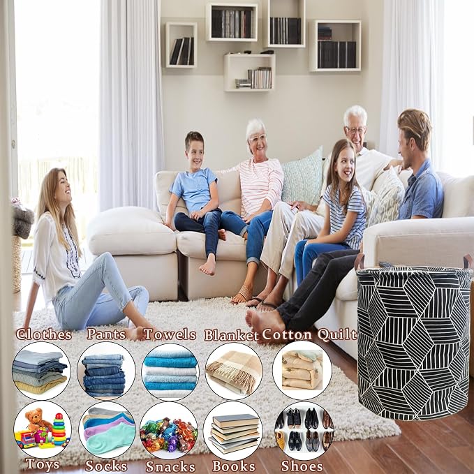 Waterproof Laundry Hamper Collapsible Laundry Basket Leather Handle Laundry Bag Large Clothes Storage Toy Organization for Bathroom Bedroom Laundryroom College Dorms (92-Satisfied laundry hampers) - Image 5