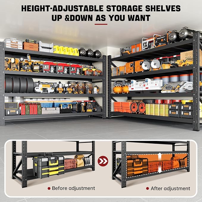 RAVIGIN 5000LBS Storage Shelves,60" W Garage Shelving Heavy Duty Metal Adjustable Garage Shelves, Shelving Units Industrial Shelving for Warehouse,60" W x 24" D x 70" H,Black - Image 5