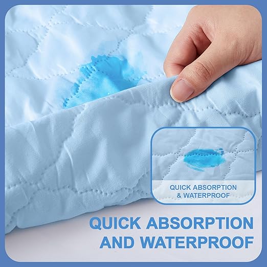 Lounsweer 2 Pack Waterproof Hospital Mattress Cover, 80x36x12in Blue Fitted Bed Sheet Protectors, Incontinence Protection Leakproof Breathable for Elderly, Adults Home Hospital Beds