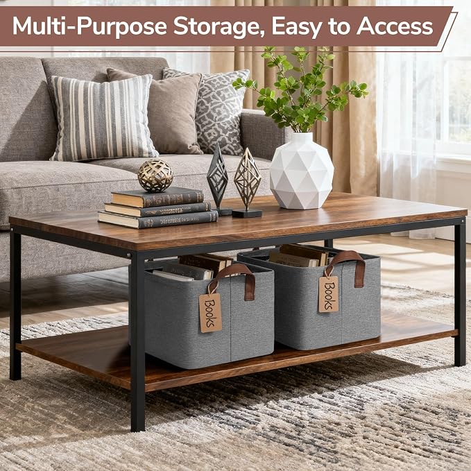 CHICVITA 4 Pack Storage Baskets for Shelves, Foldable Fabric Storage Bins with Metal Frame Handles, Closet Organizer Bins for Toys Blankets, 14.8" x 10.3" x 8.3", Gray - Image 4