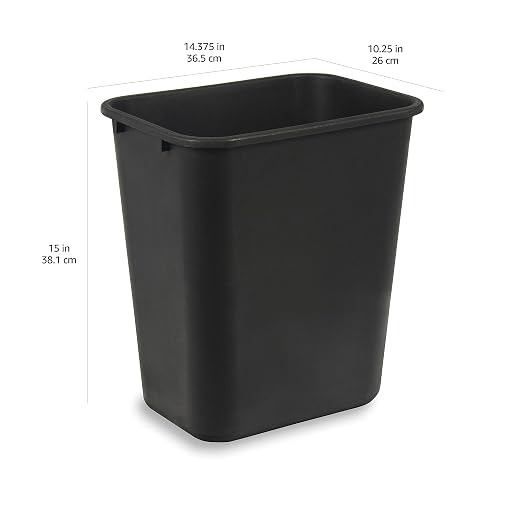 Amazon Basics Rectangular Plastic Office Wastebasket, 7 Gallon, Easy to Clean, Black, Pack of 2 - Image 3