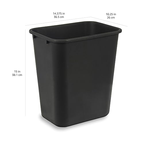 Amazon Basics Rectangular Commercial Office Wastebasket, Easy to Clean, 7 Gallon, Black, 6-Pack - Image 3