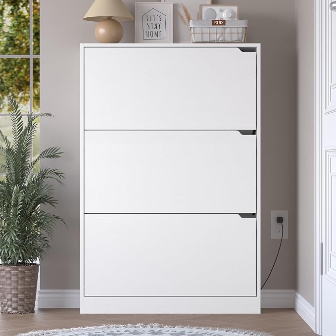 BORNOON Shoe Cabinet with Odor Control and Back Panels, Deodorizing Slim 3-Flip Shoe Storage Cabinet for Entryway, Freestanding Hidden Shoe Rack Organizer for Entrance, Hallway, Bedroom - Image 7